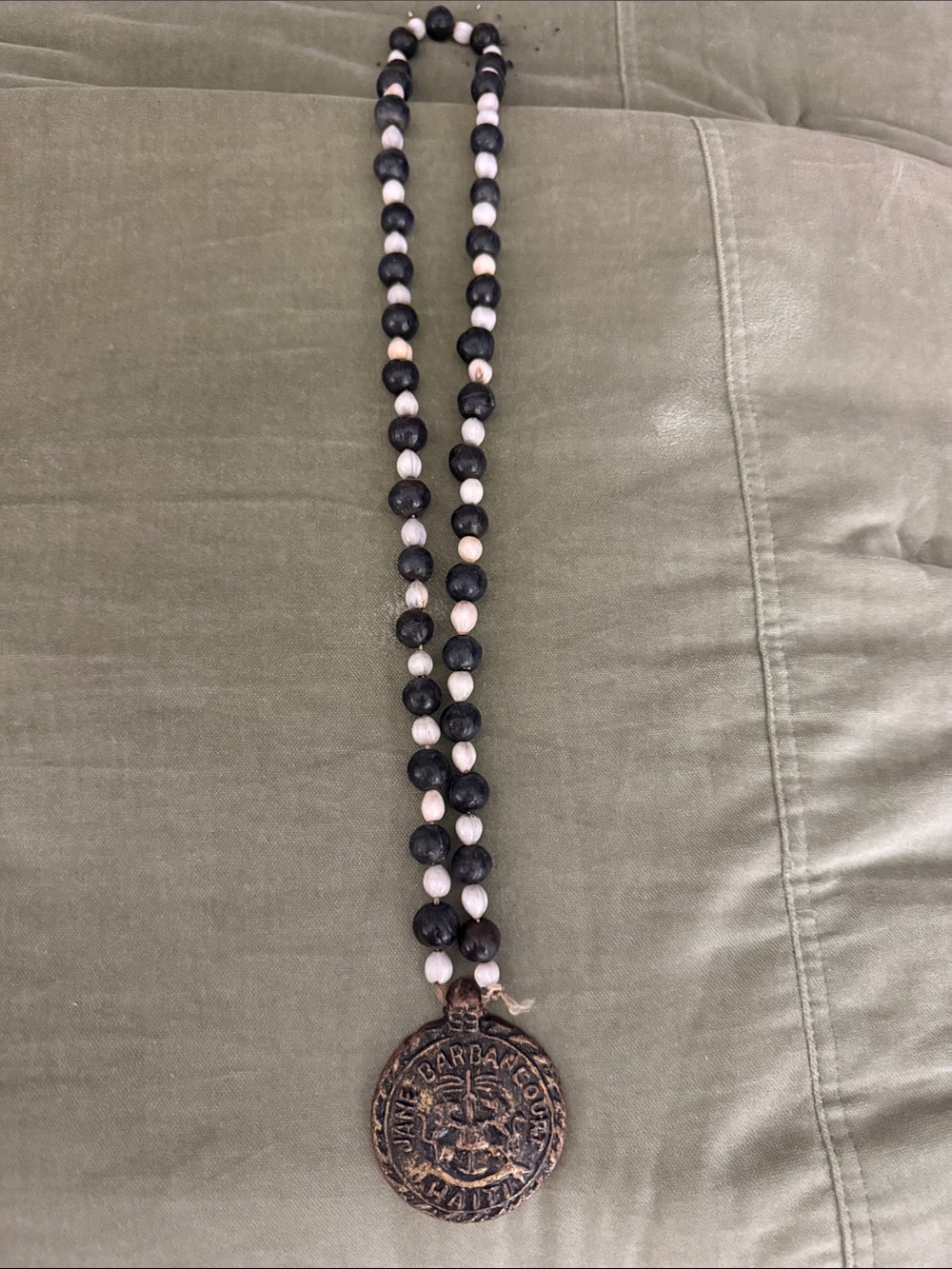 HAITI BARBANCOURT RUM - SPIRIT HATIAN AMULET FRUIT SEED NECKLACE 1765